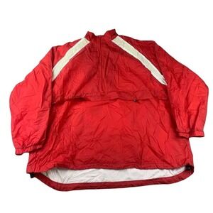 Vintage‎ Eastbay Windbreaker 3XL Red Nylon 1/4 Zip Pullover Track Jacket 90s